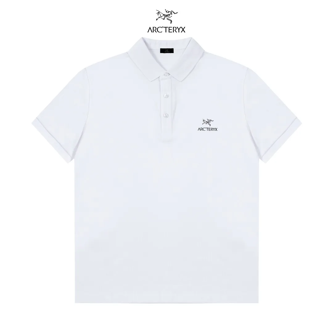 ARC'TERYX LOGO Polo ， Retro Same Style Versatile : White Black Size：M-3XL